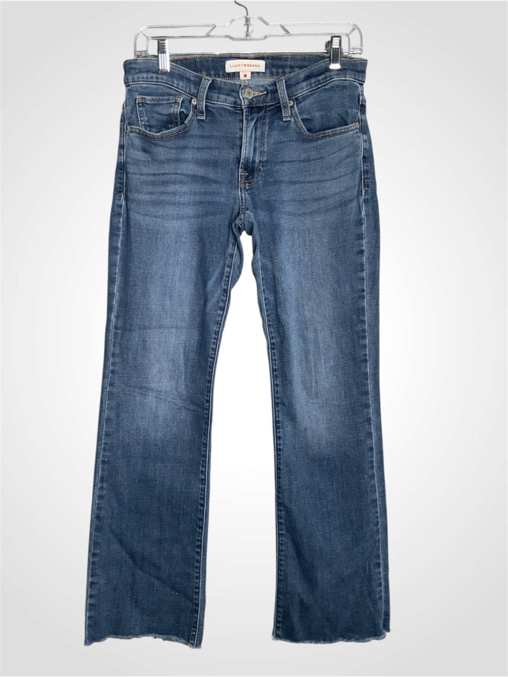 Lucky Brand Women's Medium Blue Sweet MidRise Bootcut Raw Hem Jeans Size 4